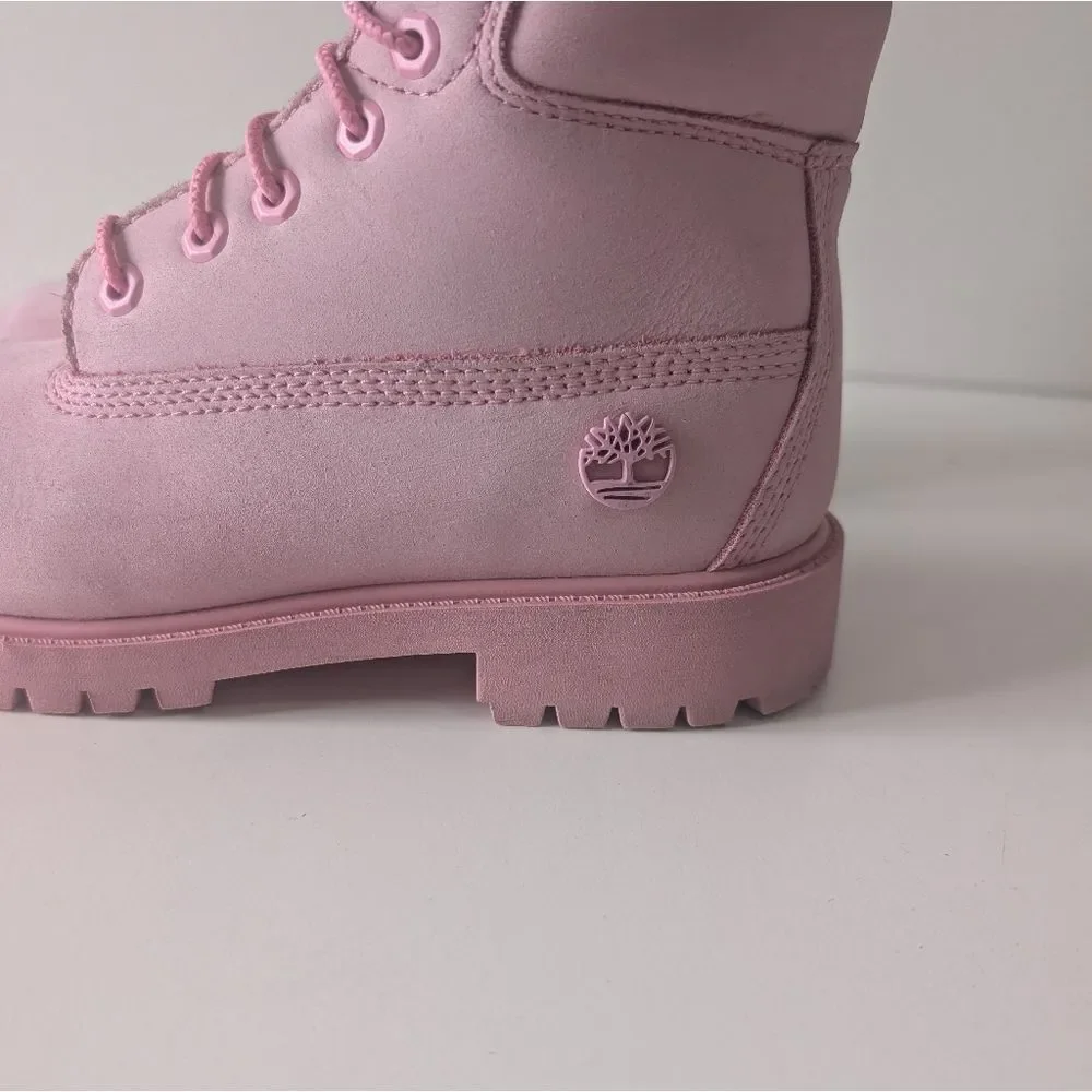 Timberland Girls' 6-inch Premium Pink Leather  Waterproof Boots (3)